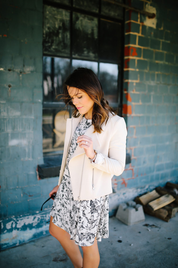 spring style: black & white print dress