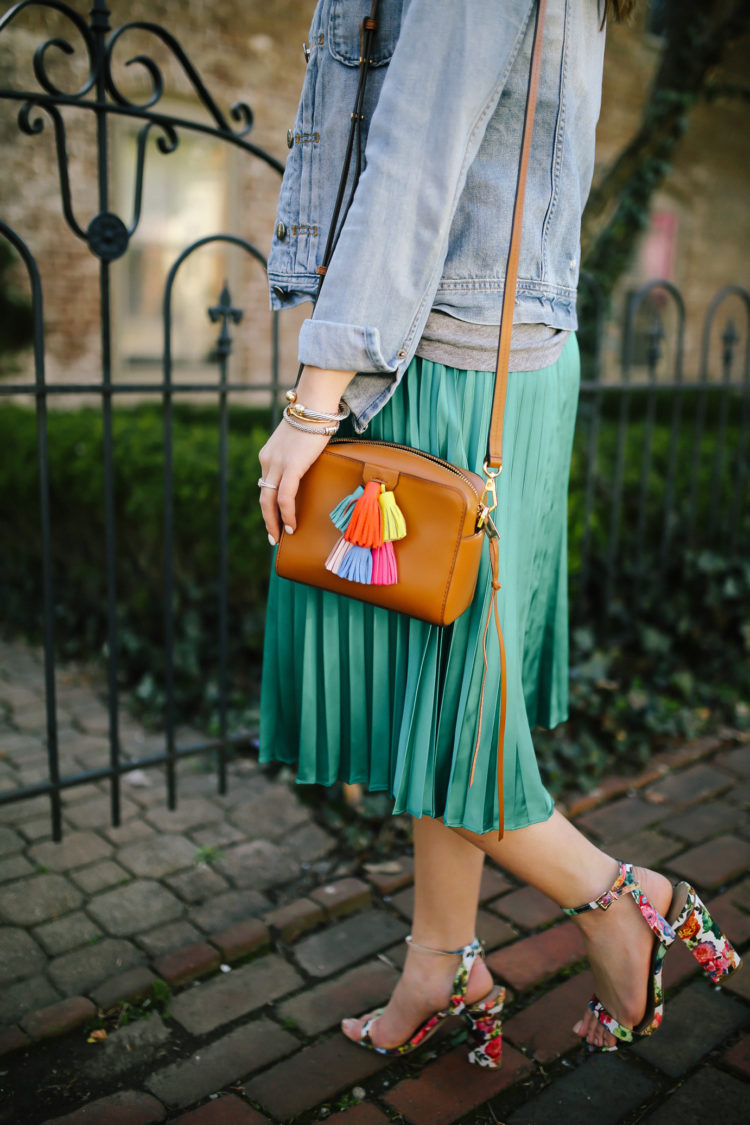 Midi Skirt Style: Ft. Forever 21 Skirt, J. Crew Denim Jacket, Rebecca Minkoff Bag & ASOS Heels