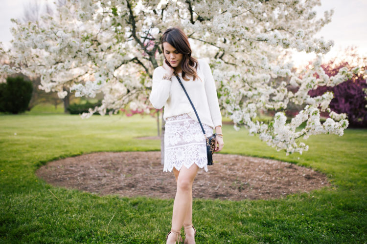 Spring Style: For Love & Lemons Skirt, Steve Madden Sandals, Clare V. Crossbody, Kendra Scott Earrings