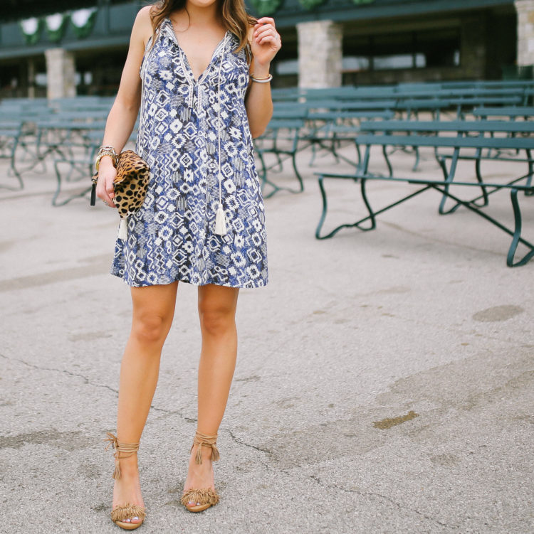 Summer Style via Glitter & Gingham // Forever 21 Dress, Steve Madden Sandals, Clare V. Clutch