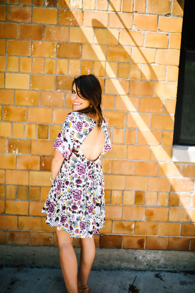 Summer Style on Glitter & Gingham // Urban Outfitters Floral Dress, Lace Up Sandals, Tassel Earrings