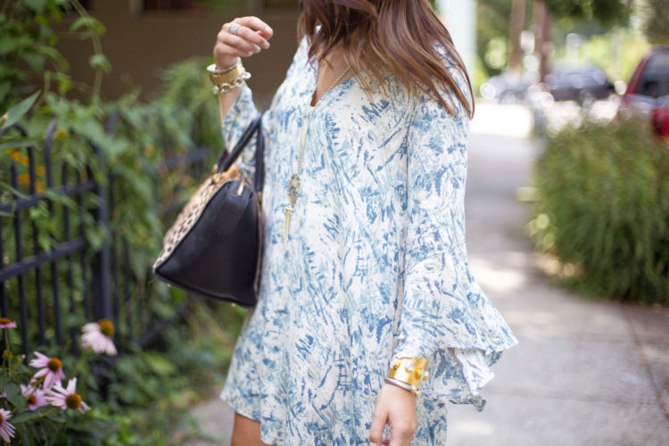 Summer style on Glitter & Gingham // Lush Dress via Nordstrom Anniversary Sale, Steve Madden Sandals, Clare V. Handbag, Kendra Scott Necklace