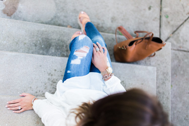 Classic summer to fall style // How to style distressed denim with Nordstrom via Glitter & Gingham