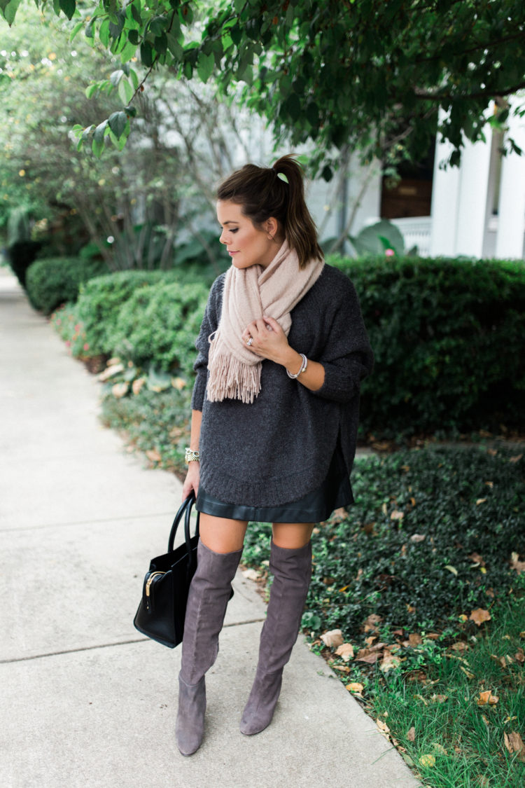 Leather Skirt & Cozy Sweater