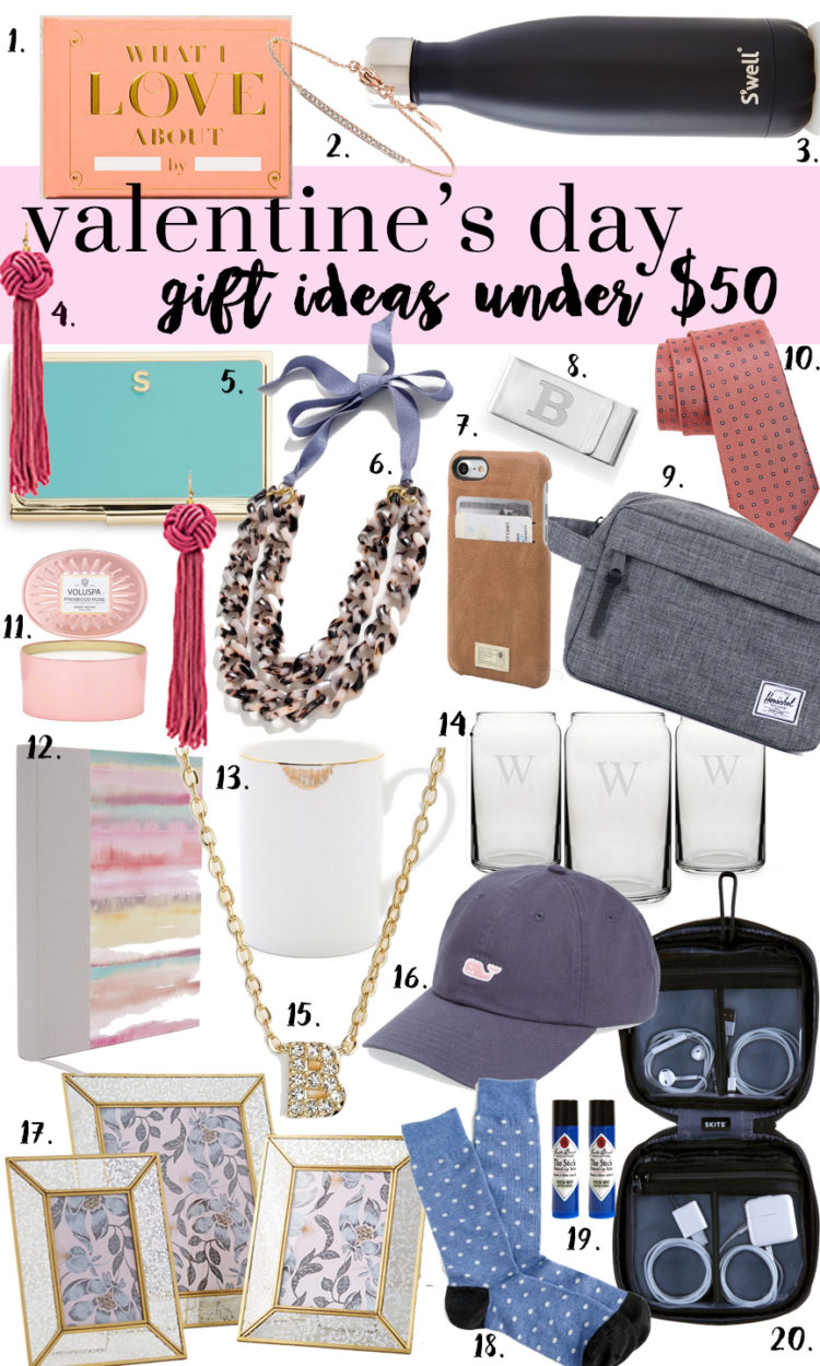 Valentines Day Gifts Under 50! Budget friendly VDay gift ideas for him & her ft. Nordstrom, Mark & Graham, J. Crew, Kate Spade, Anthropologie