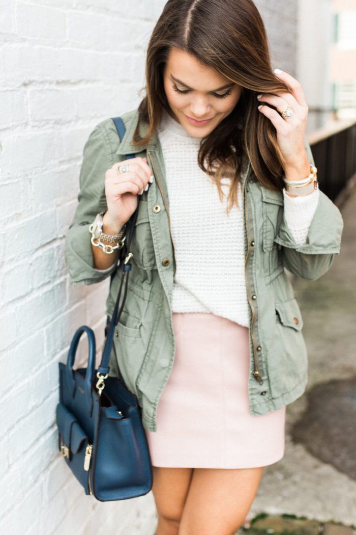 an item you didn't know you needed this spring: the pink leather skirt