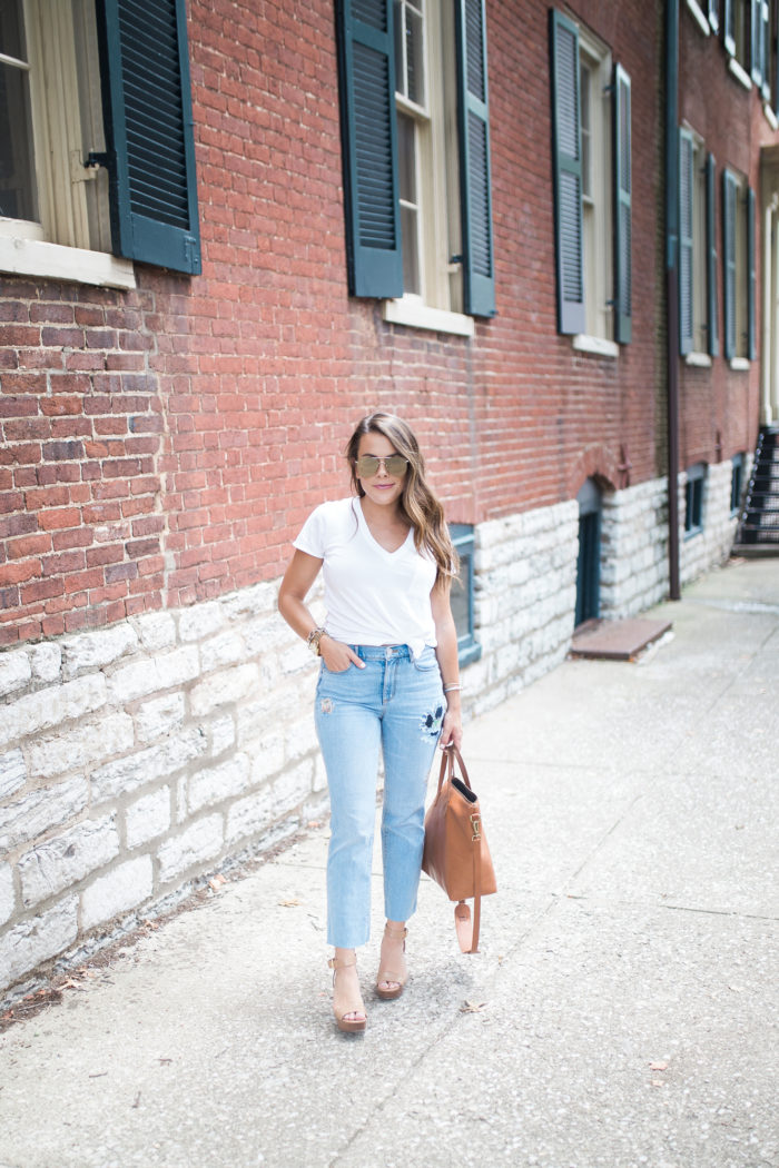 embroidered jeans for fall - Glitter & Gingham