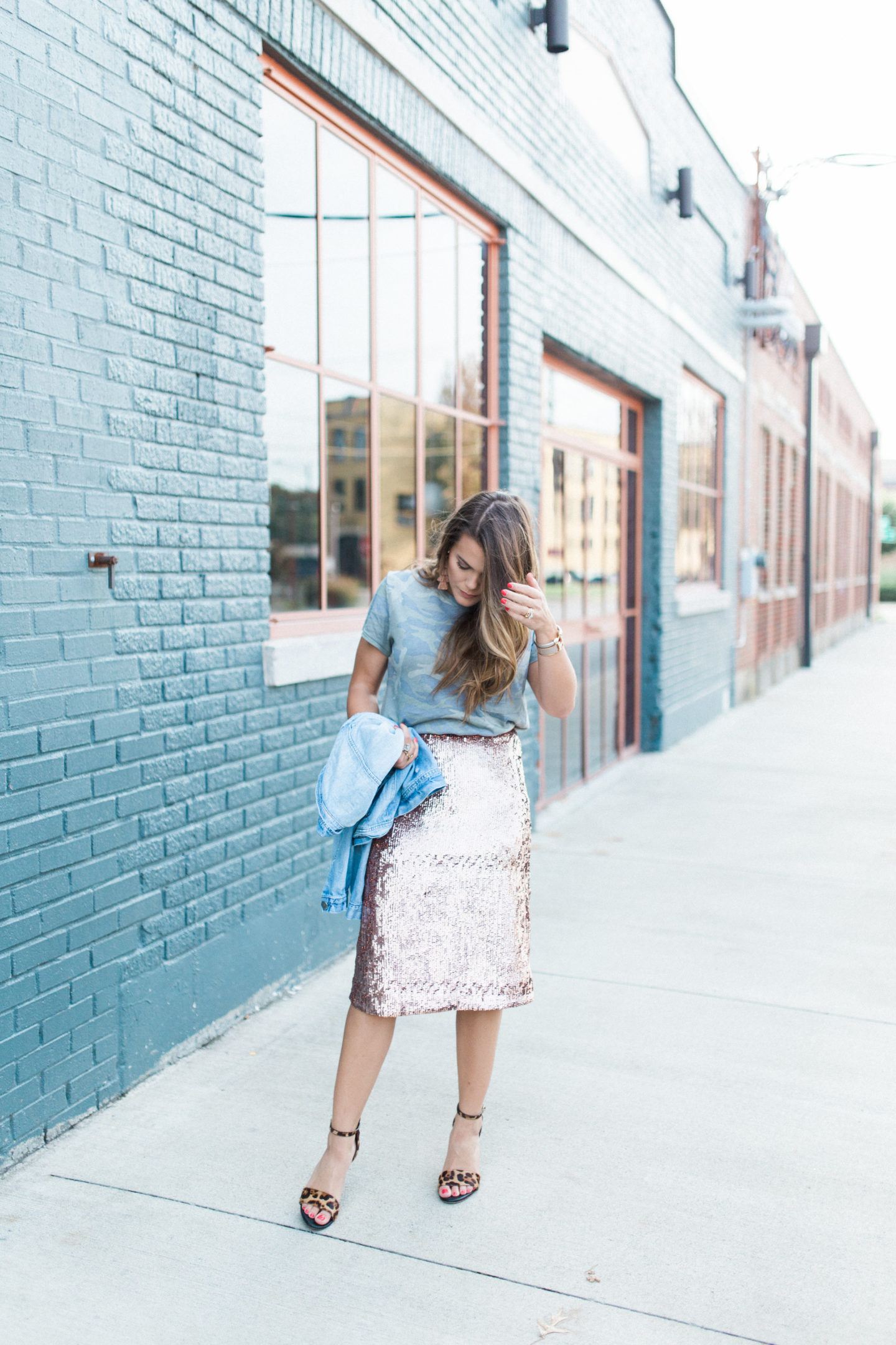 dressing down a sequin skirt - Glitter & Gingham