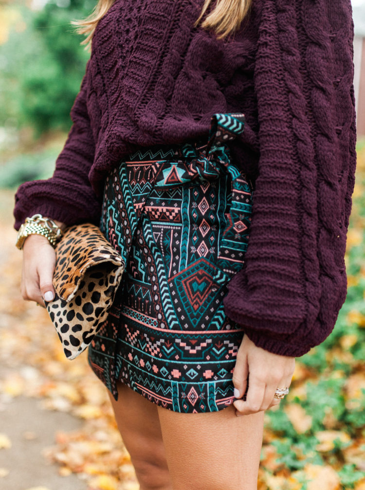 Cable Knit Chenille Sweater / Wrap Skirt for fall