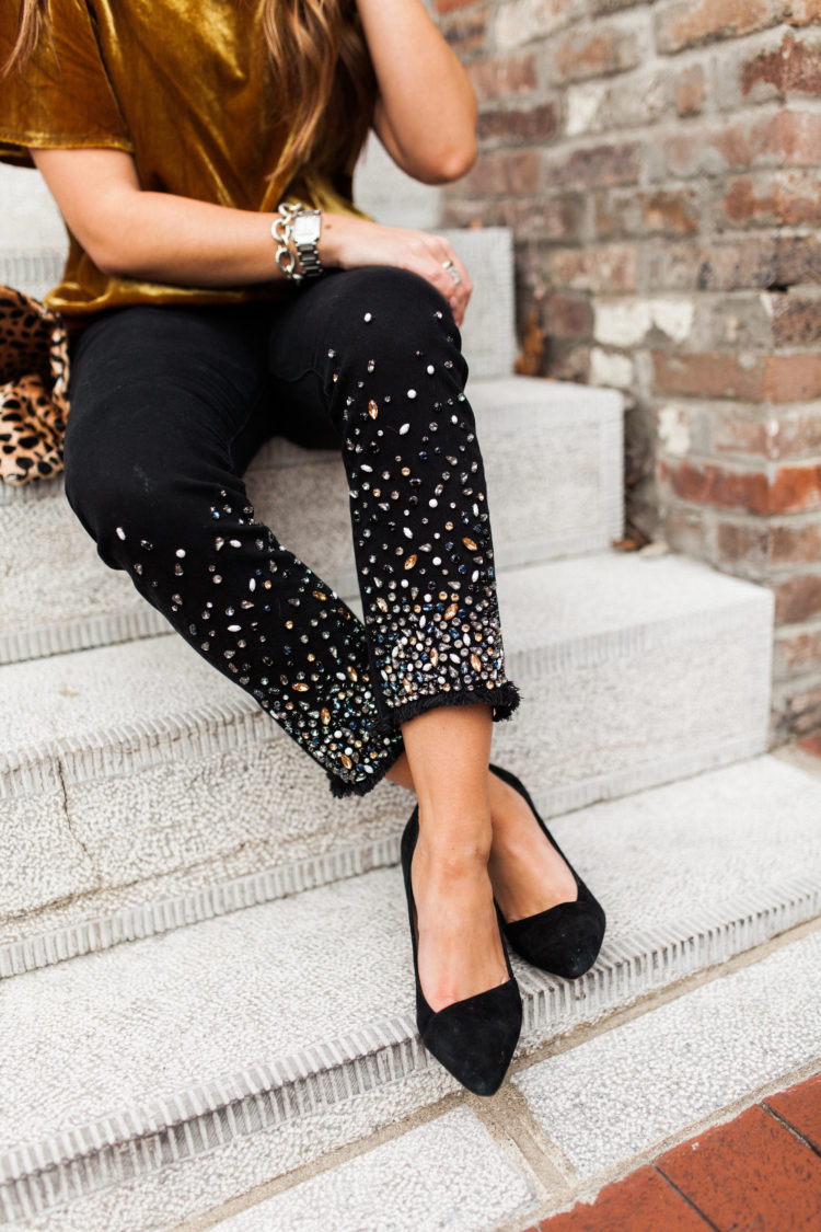 How to wear embellished jeans