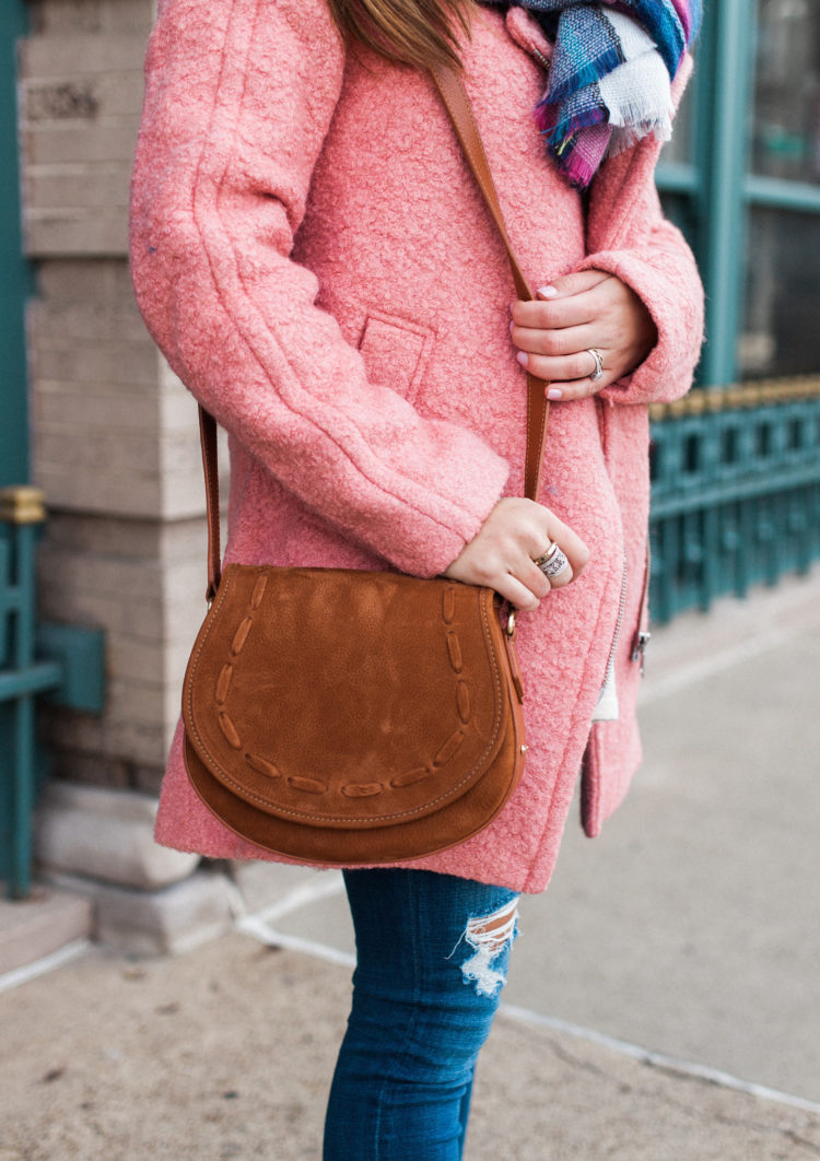 How to style a colorful coat / pink winter coat