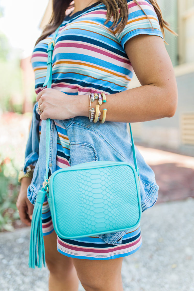 LOFT Stripe Dress / How to dress up a T-Shirt Dress