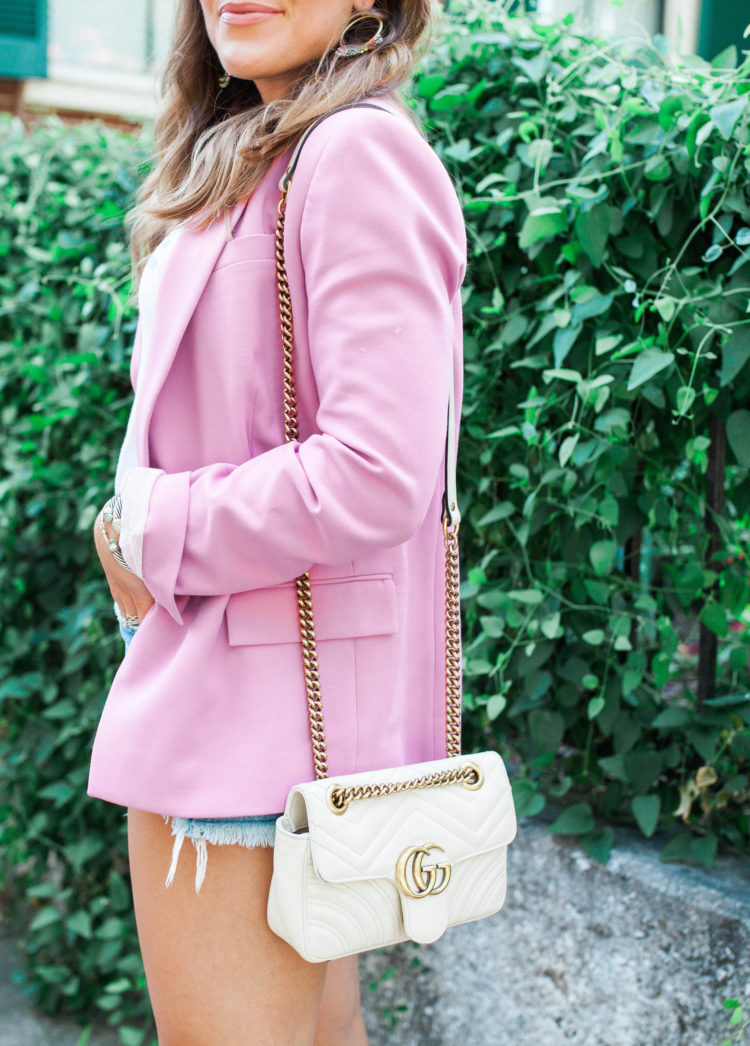 How to dress down a pink blazer