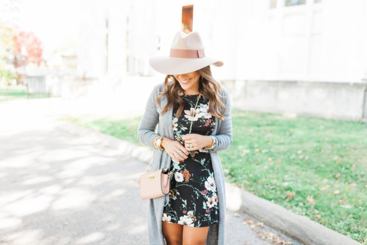 Black Floral Dress / How to style a long cardigan