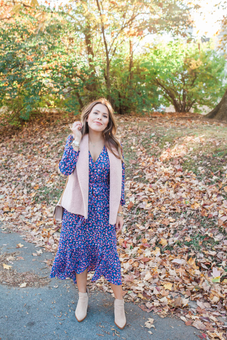Printed Maxi Dress for Fall - Glitter & Gingham