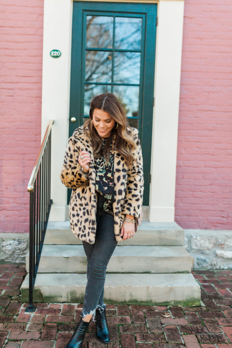 Faux Fur Leopard Coat / Glitter & Gingham