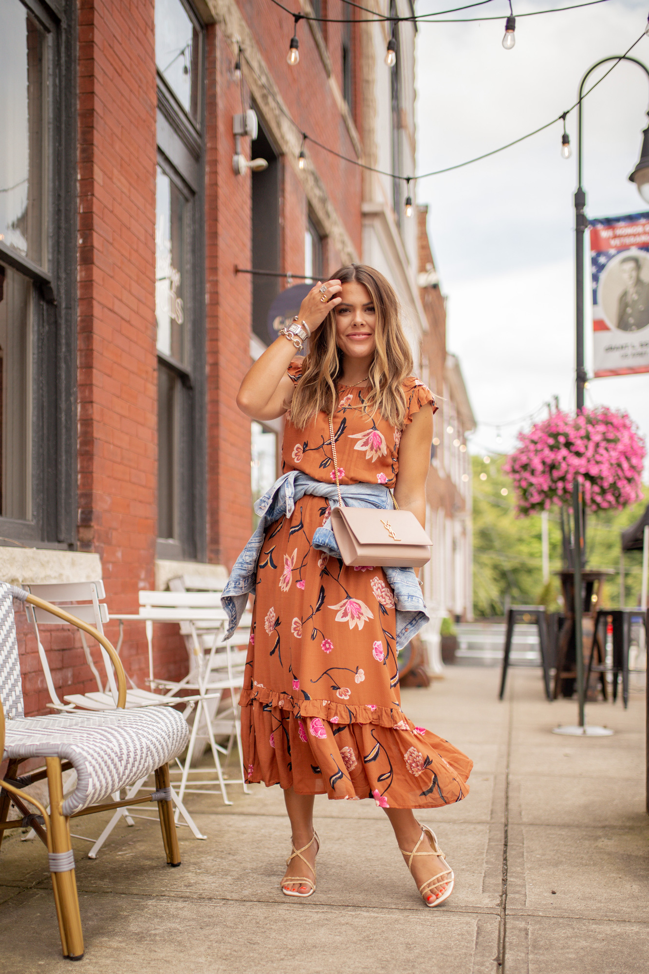 My Fall Color Crush meets a Floral Midi Dress - Glitter & Gingham